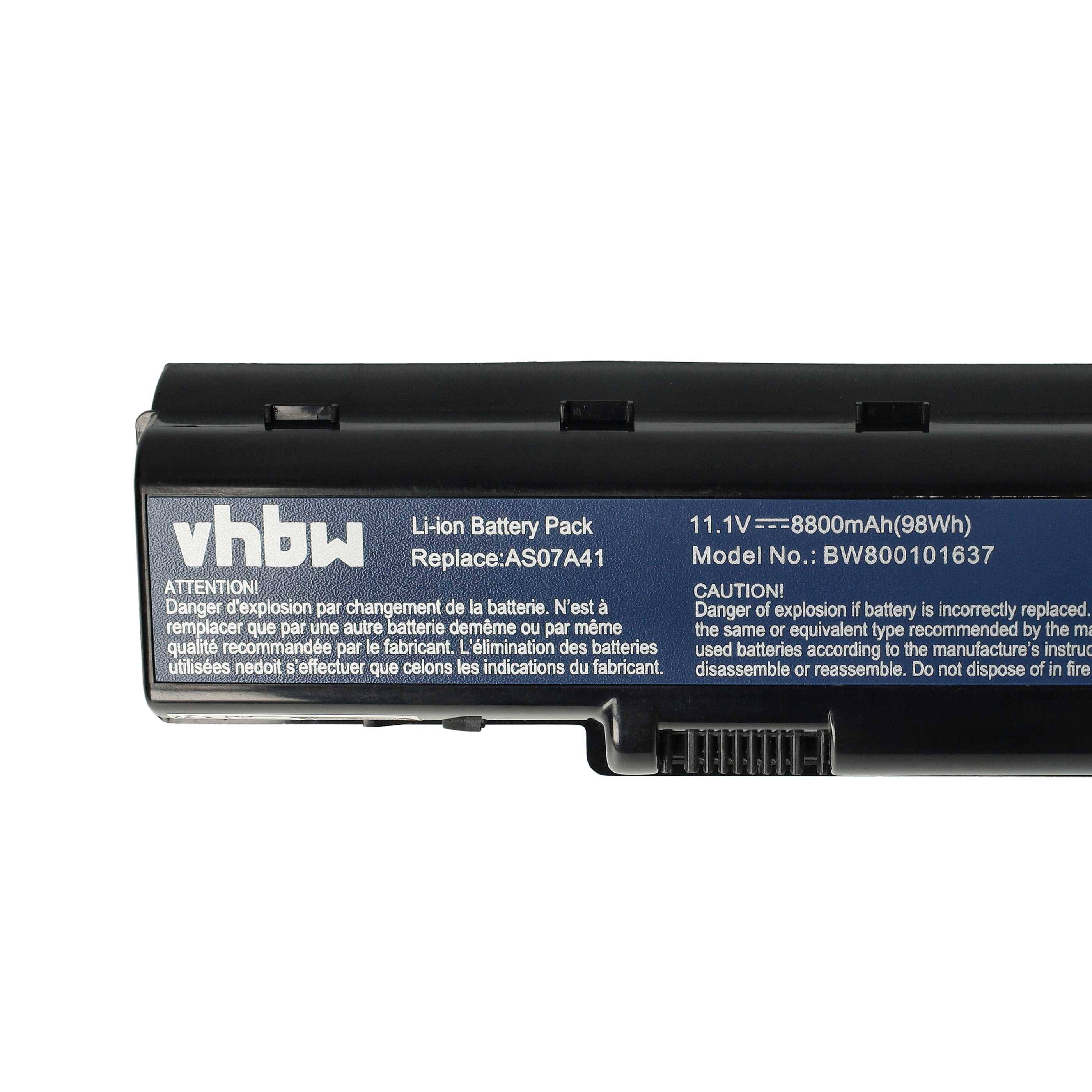 vhbw Akku Ersatz für Acer BT.00607.013, LC.AHS00.001, MS2219 für Notebook (8800mAh, 11,1V, Li-Ion)