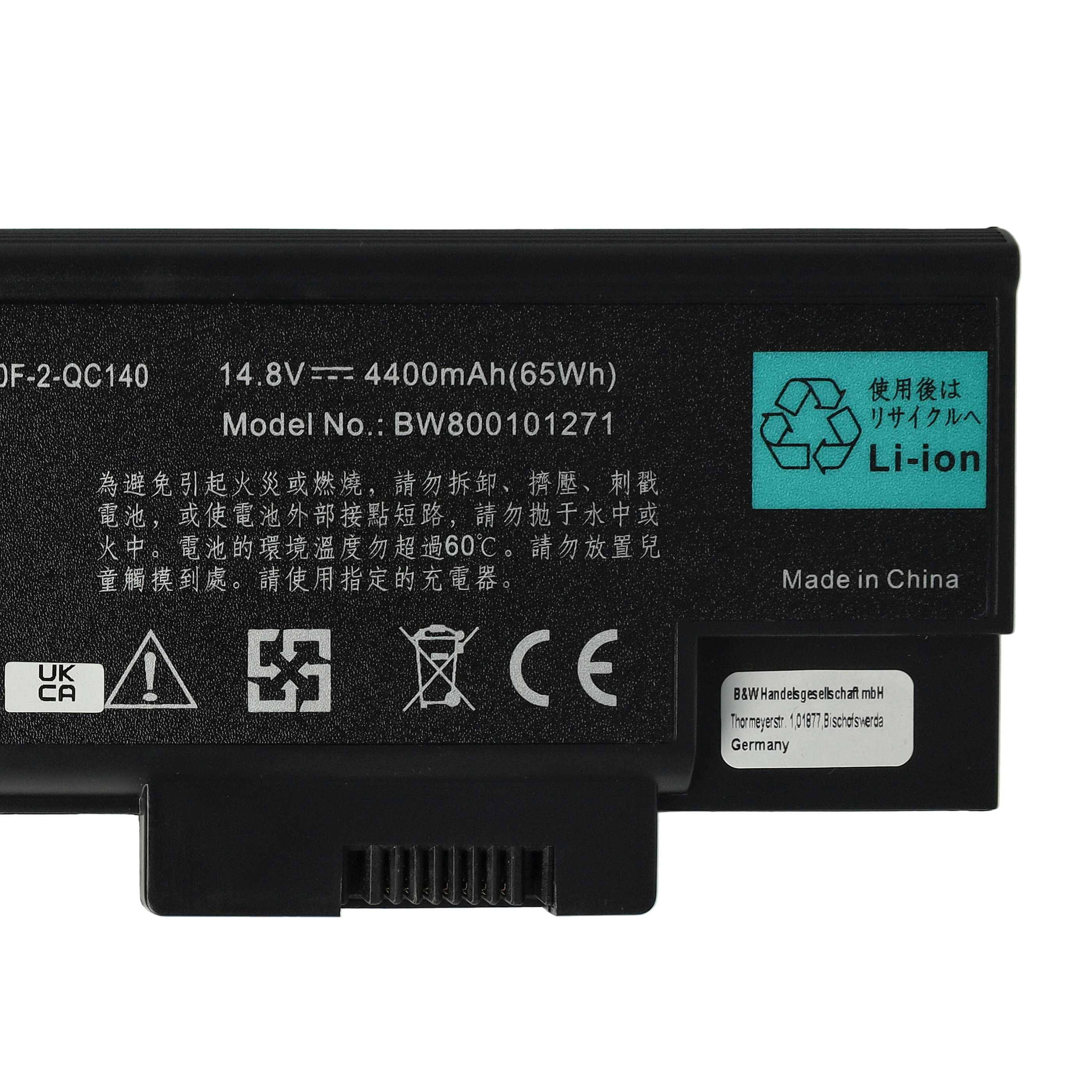 vhbw Akku kompatibel mit Acer Extensa 3002WLMi, 3003, 3003WLMi, 4100, 4100WLMi, 4101, 4101WLM, 4102 Notebook (4400mAh, 14,8V, Li-Ion)