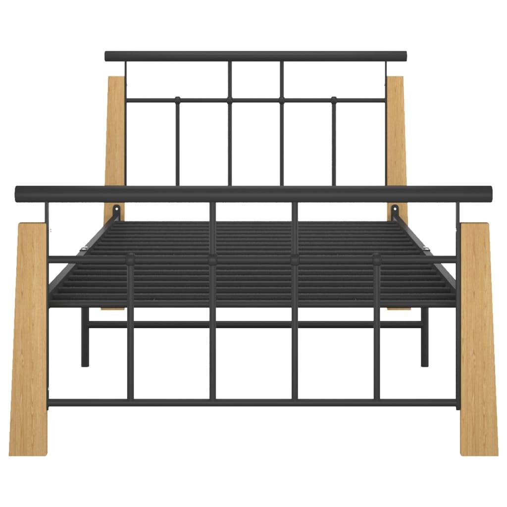 vidaXL Bettgestell Metall und Massivholz Eiche 90x200 cm