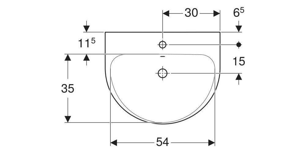 Geberit Waschtisch RENOVA mit Hahnloch mit Überlauf 600x480mm weiß