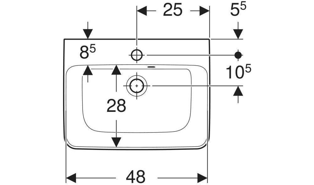 Geberit Handwaschbecken RENOVA PLAN 500x380mm mit Hahnloch mit