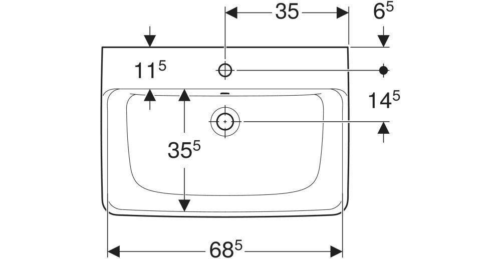 Geberit Waschtisch RENOVA PLAN mit Hahnloch mit Überlauf 700x480mm