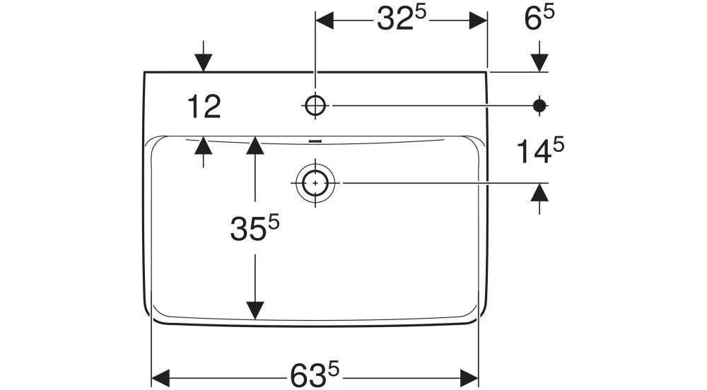 Geberit Waschtisch RENOVA PLAN mit Hahnloch mit Überlauf 650x480mm