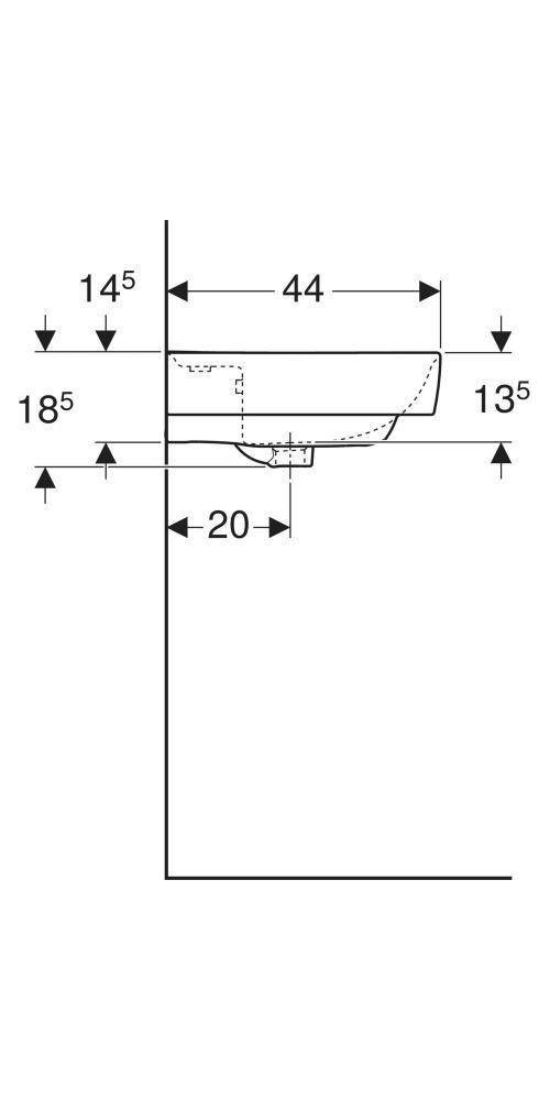 Geberit Waschtisch RENOVA PLAN mit Hahnloch mit Überlauf 550x440mm
