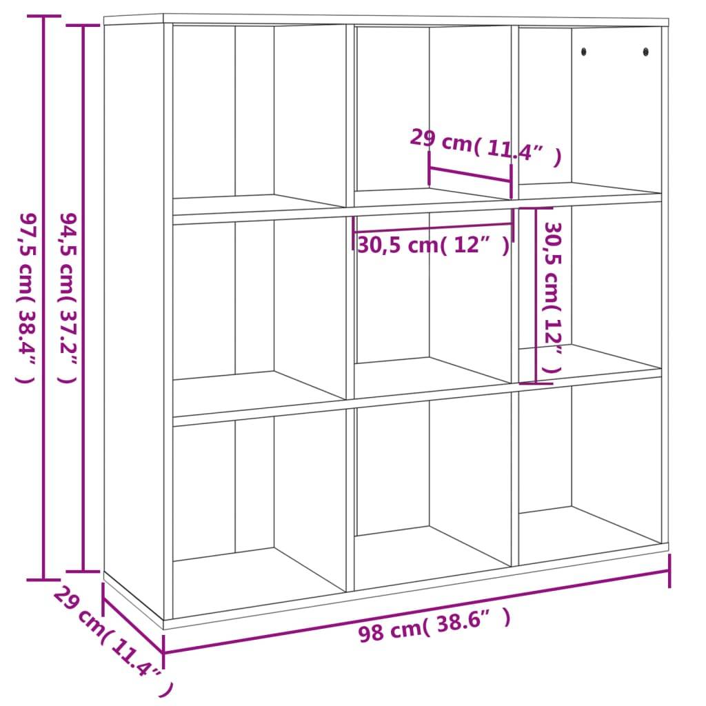 vidaXL Bücherschrank Grau Sonoma-Eiche 98x29x97,5 cm