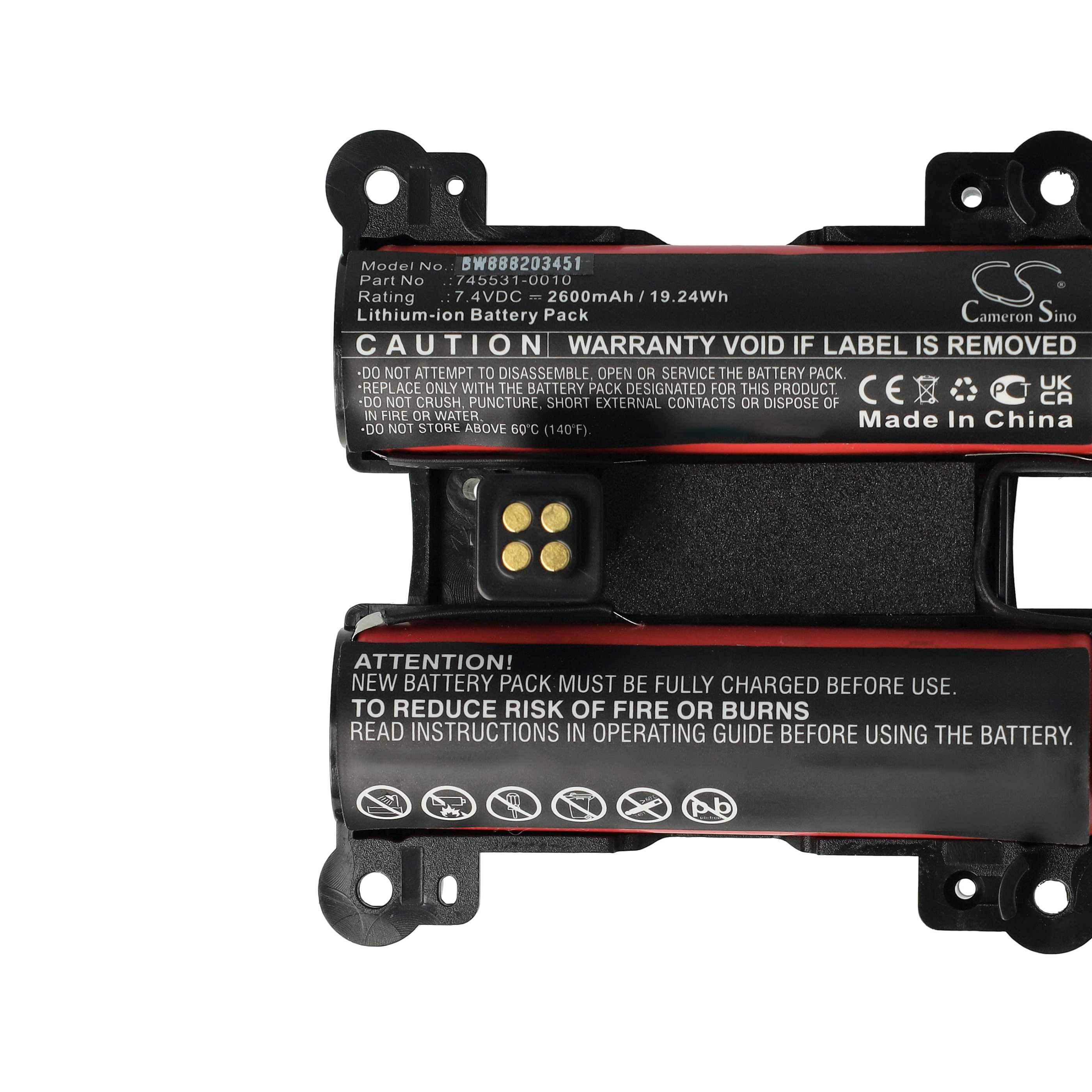 vhbw Akku Ersatz für Bose 745531-0010 für Lautsprecher Boxen Speaker (2600 mAh, 7,4 V, Li-Ion)