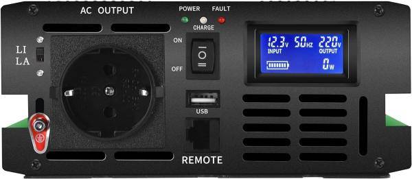 Wechselrichter Mobilektro MCI-12/1000, mit integriertem 20A Ladegerät, 12V DC, 1000W