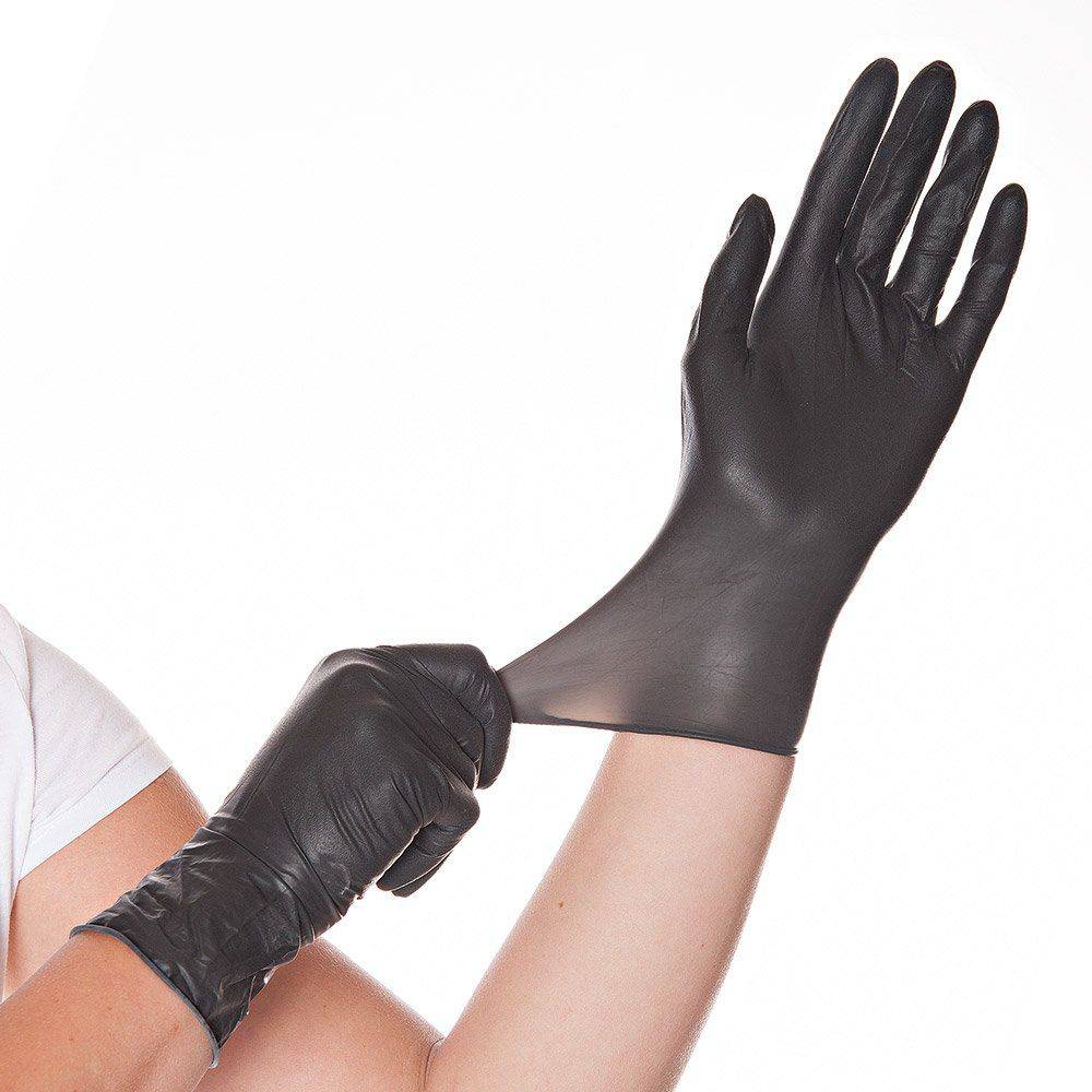 Hygostar Diabolo Latex-Einweghandschuh puderfrei unsteril (100 Stk.) Farbe: Schwarz, Gr. 8 (M)