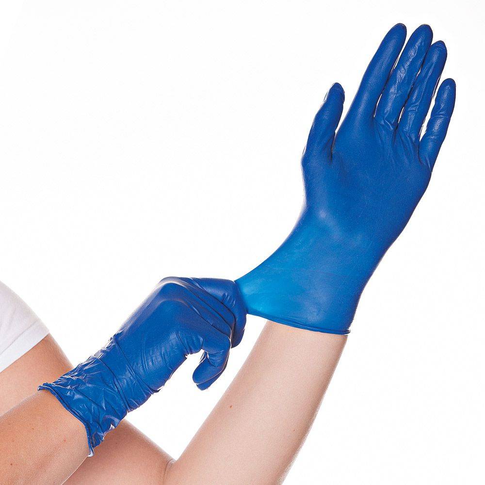 Hygostar Soft Blue Latex-Einweghandschuh puderfrei unsteril (100 Stk.) Farbe: Blau, Gr. 8 (M)