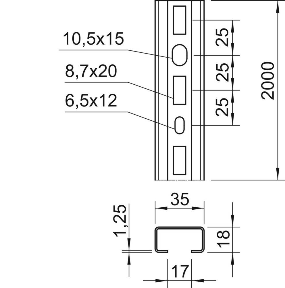 OBO Bettermann Profilschiene CML3518P2000FT
