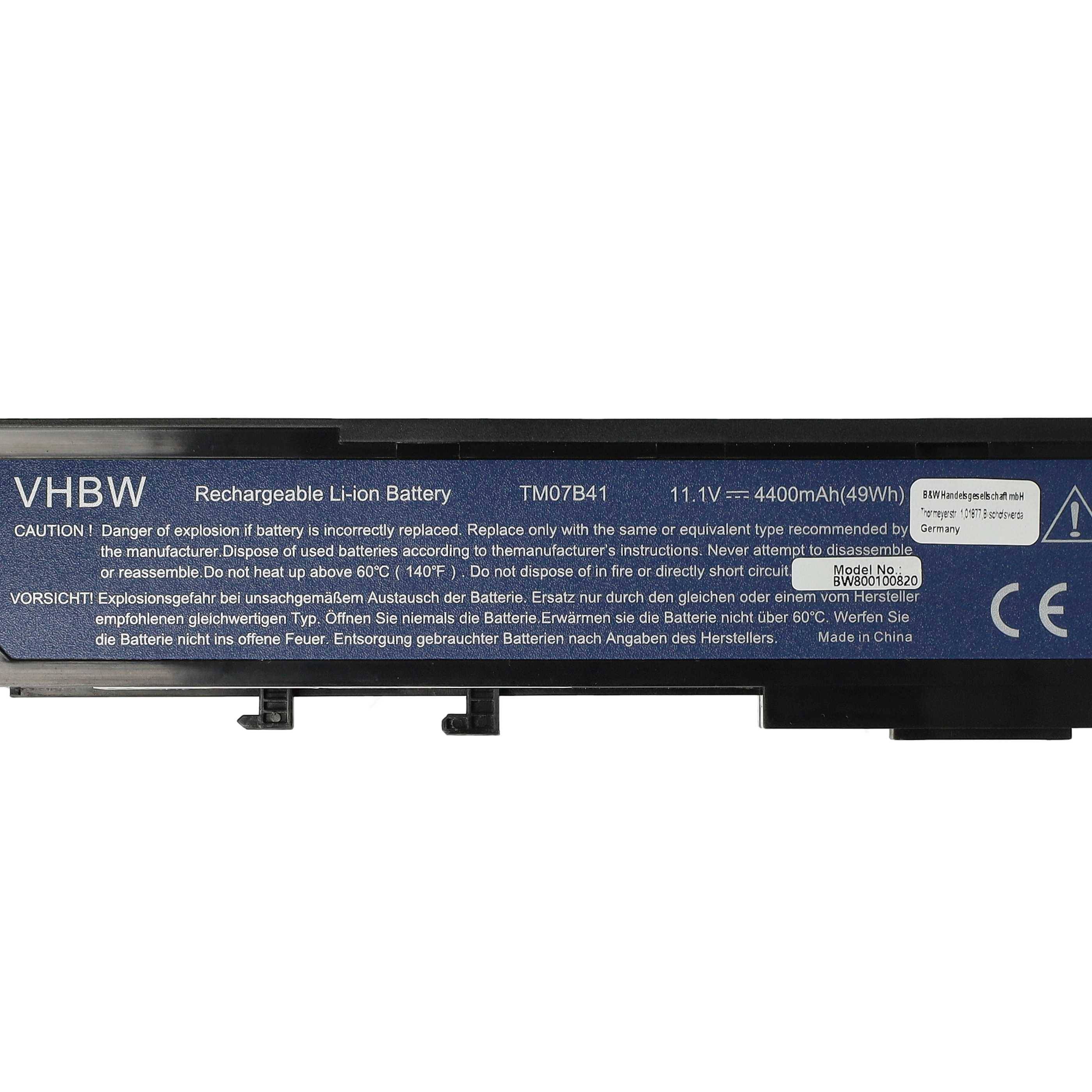 vhbw Akku kompatibel mit Acer Aspire 5550, 5560, 2420, 2920, 5540, 2920Z, 3620 Notebook (4400 mAh, 11,1 V, Li-Ion)
