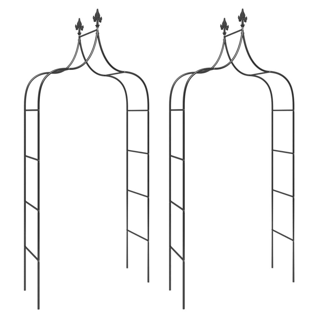 vidaXL Gartenbögen 2 Stk. Schwarz 120x38x260 cm Stahl