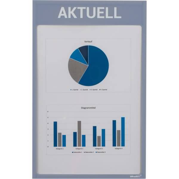 Infotaschen mit Überschrift -Aktuell- magnetisch für DIN A4 352x225mm VE=5 Stück grau