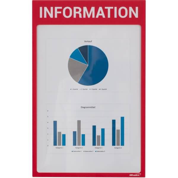 Infotaschen mit Überschrift -Information- magnetisch für DIN A4 352x225mm VE=5 Stück rot