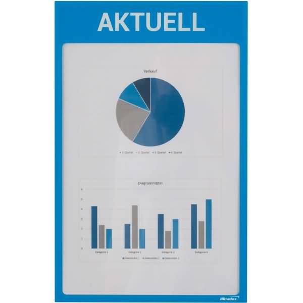 Infotaschen mit Überschrift -Aktuell- magnetisch für DIN A4 352x225mm VE=5 Stück blau