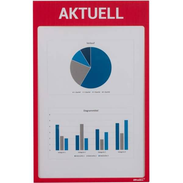 Infotaschen mit Überschrift -Aktuell- magnetisch für DIN A4 352x225mm VE=5 Stück rot
