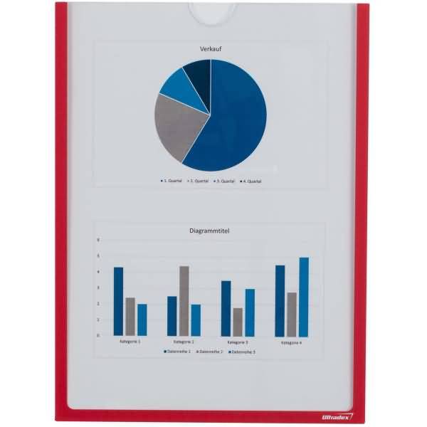 Infotaschenbox magnetisch für DIN A4 302x225mm VE=5 Stück rot