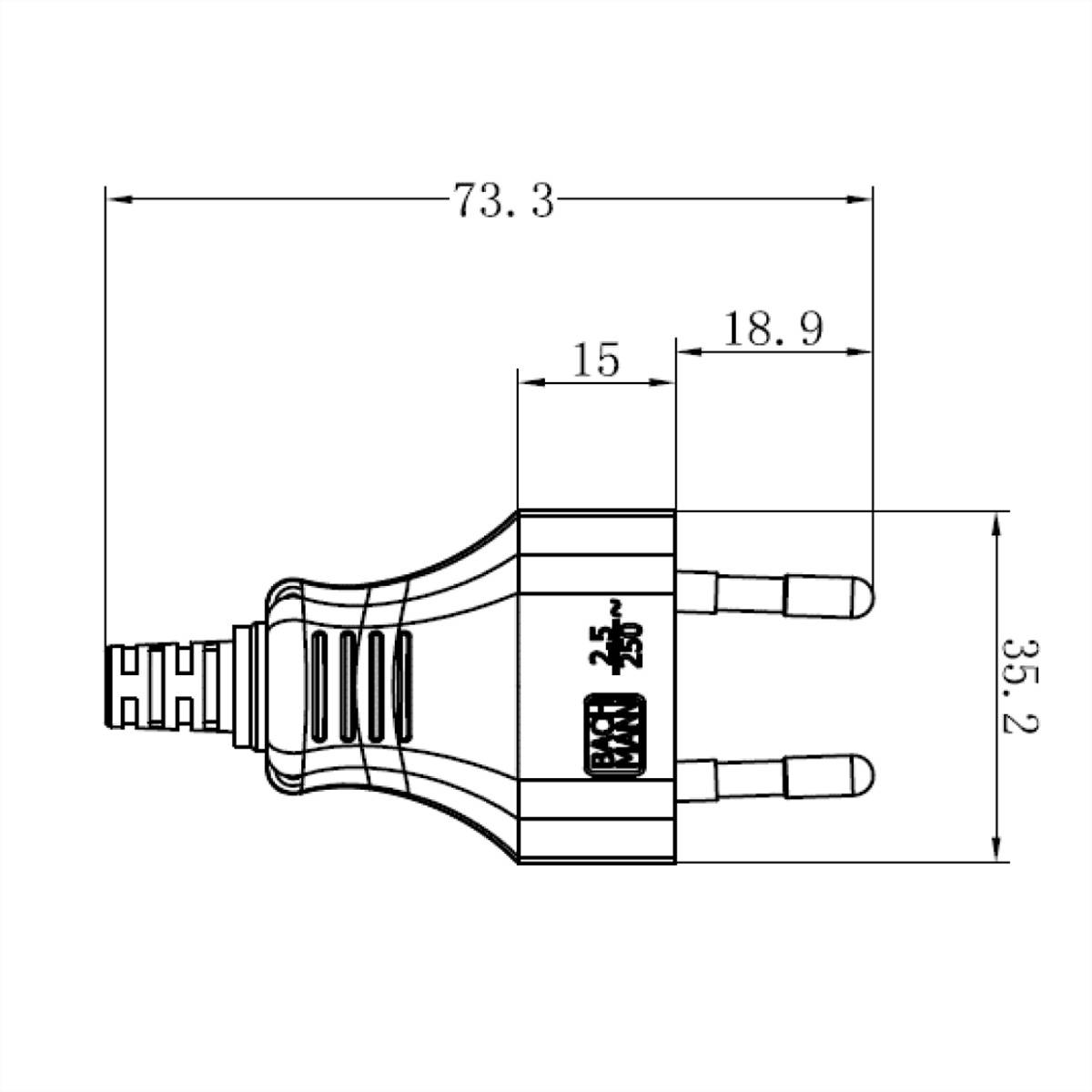 BACHMANN Euroflachstecker weiß, Schraubanschluss VE 3 Stk. im Polybeutel
