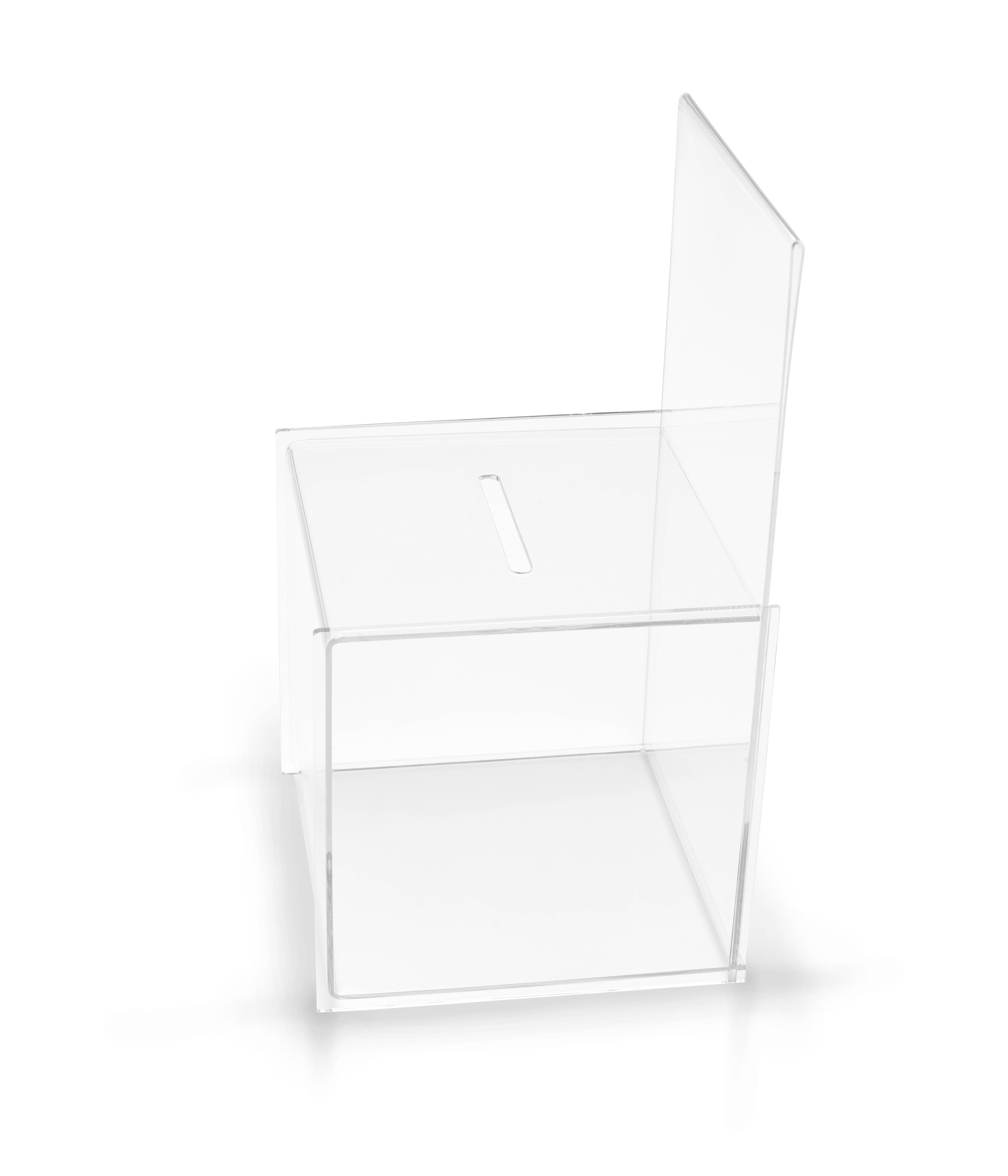 Deflecto Sammelbox Acryl mit Schilderhalter - 21,5x38,8x21,3mm - Transparent