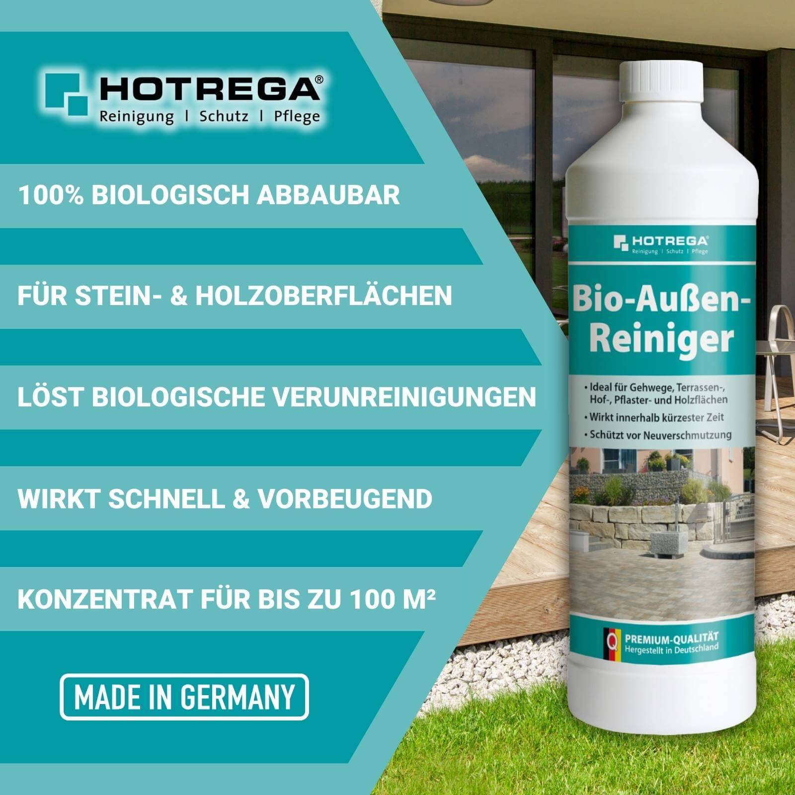 HOTREGA Bio Außen Reiniger 1L inkl. Handschuhe Gr. 10