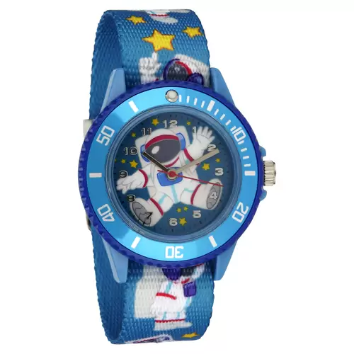Kinderarmbanduhr mit Textilarmband und Schlüsselanhänger Motiv Astronaut Blau - 2-LD5139-1 Ostergeschenk Kinderarmbanduhr mit Textilarmband und Schlüsselanhänger Motiv Astronaut Blau - 2-LD5139-1 Ostergeschenk