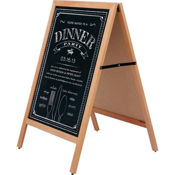 Kundenstopper Holz Buche Economy Indoor 600x780mm braun/schwarz