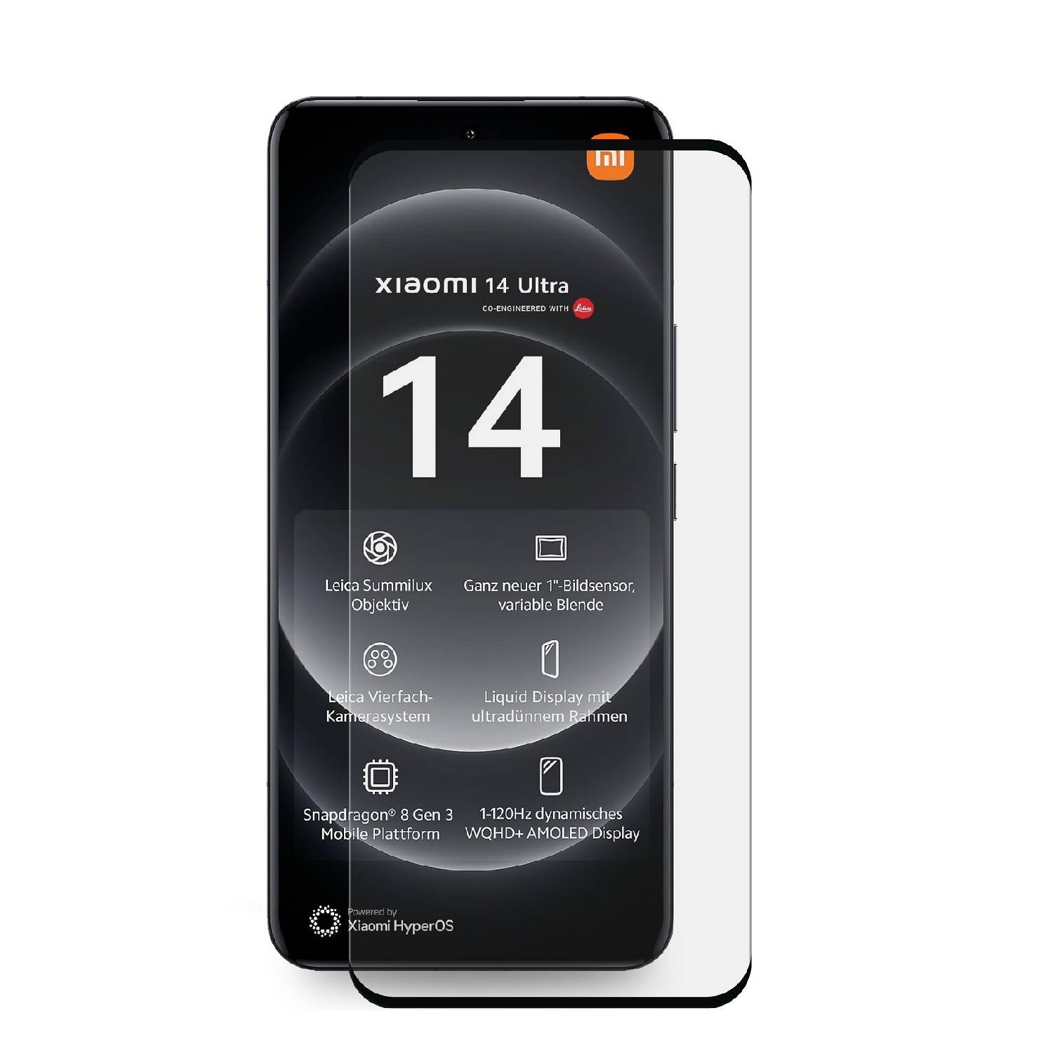 4x 9H Panzerhartglas für Xiaomi 14 Ultra FULL CURVED echtes Tempered 9H Panzerglas Schutzglas Displayschutz Panzerfolie Schutzfolie Screen Protector