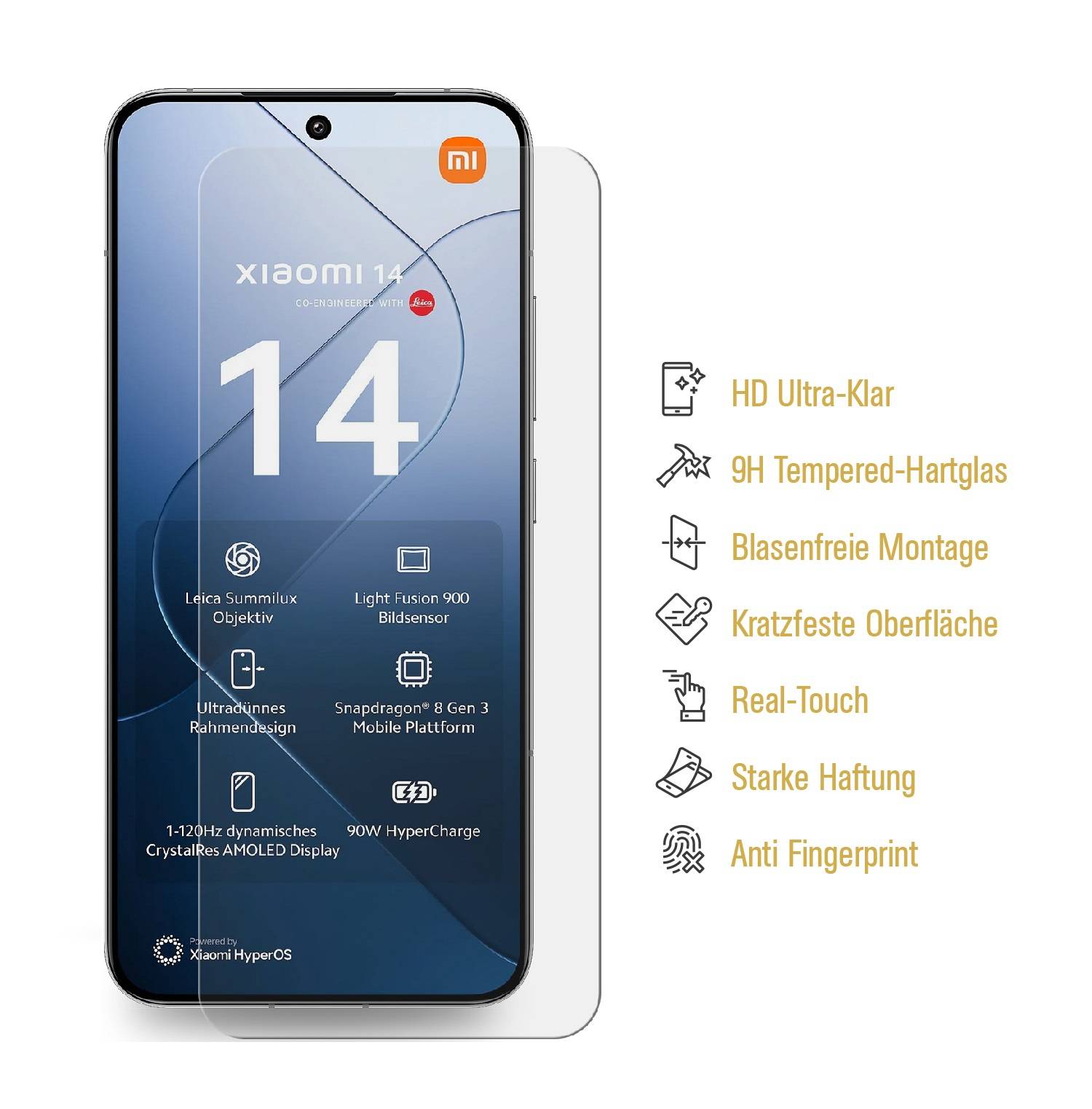 2x 9H Panzerhartglas für Xiaomi 14 3D KLAR Displayschutz Schutzglas Schuzfolie ECHTES TEMPERED Panzerglas Screen Protector