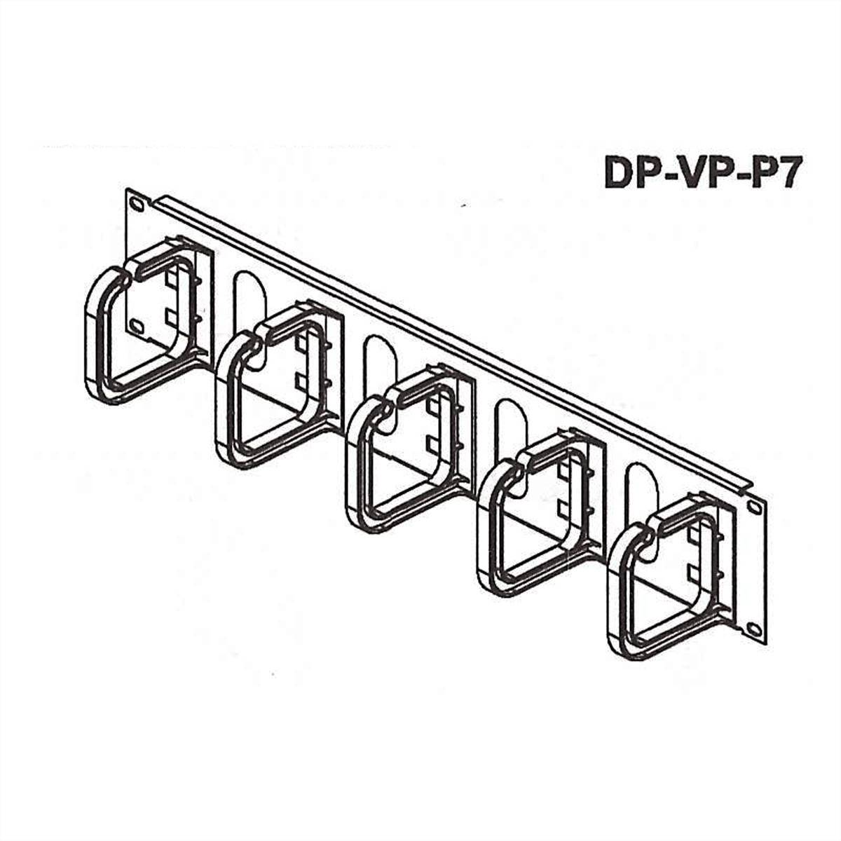 CONTEG 19"-Kabelführung 2 HE mit 5 Kabelösen 80 x 80 mm
