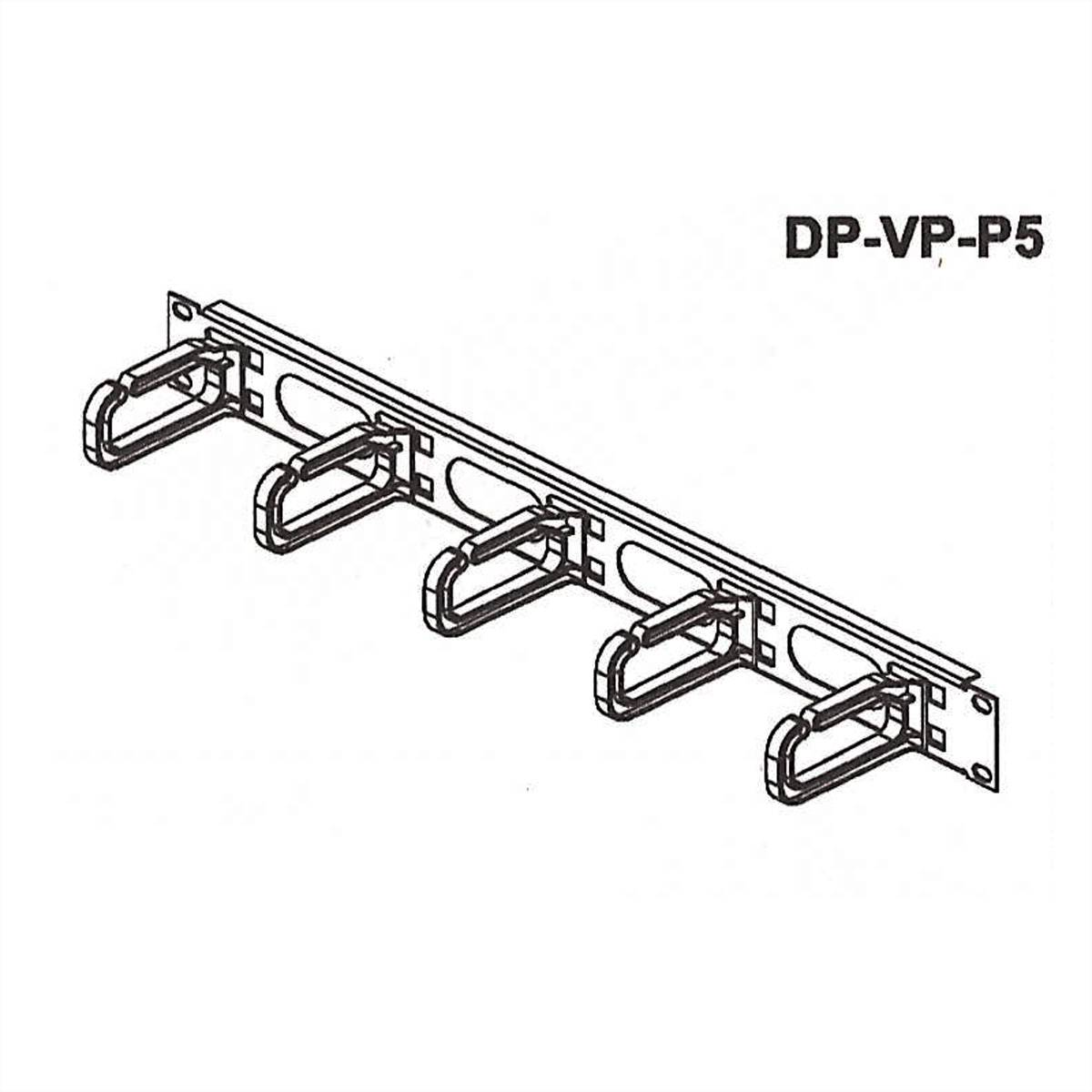CONTEG 19"-Kabelführung 1 HE mit 5 Kabelösen 40 x 80 mm