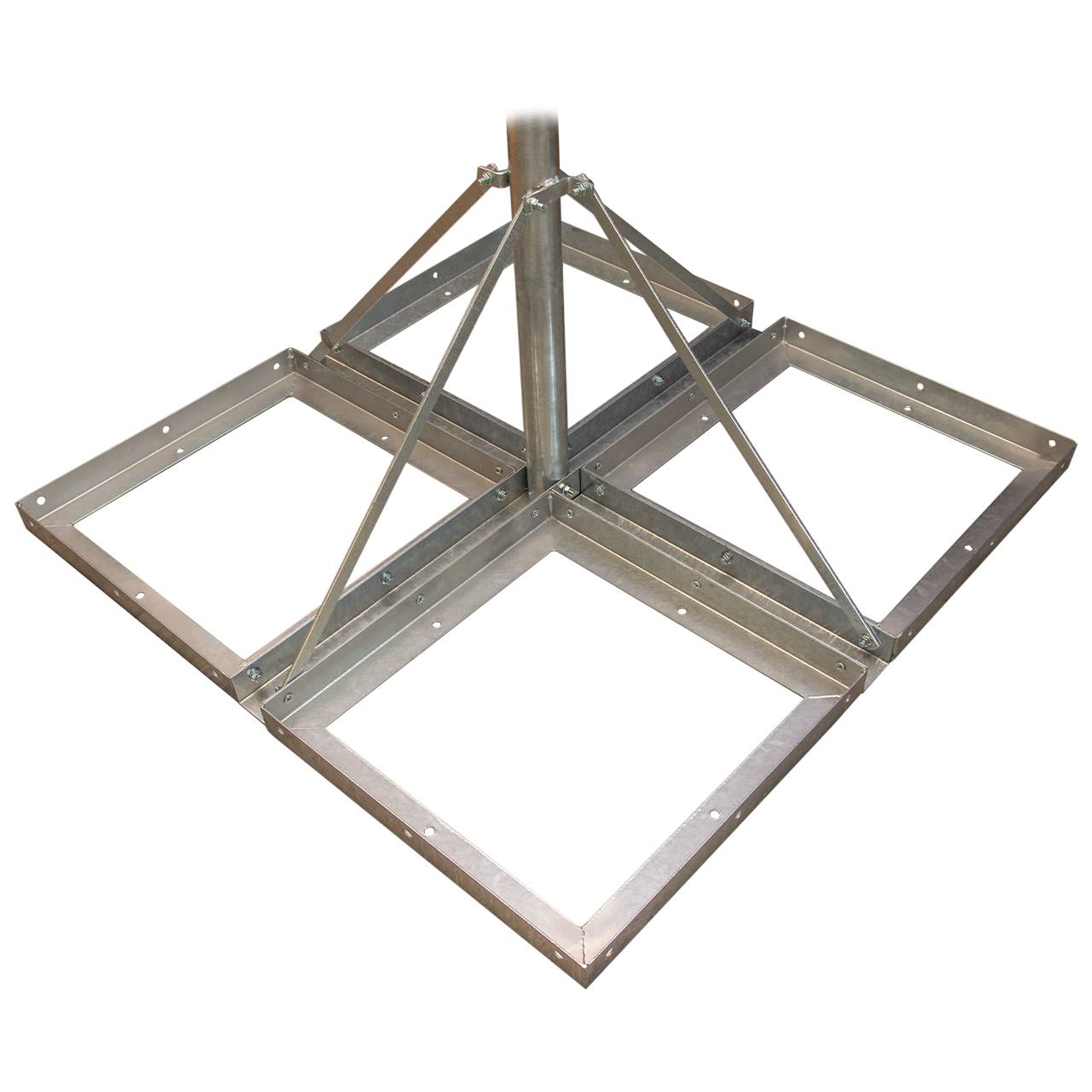 PremiumX Flachdachständer DELUXE 4x 50x50cm Stahl 1,2m Mast 60mm SAT Platten-Ständer Balkonständer für Satelliten-Schüssel