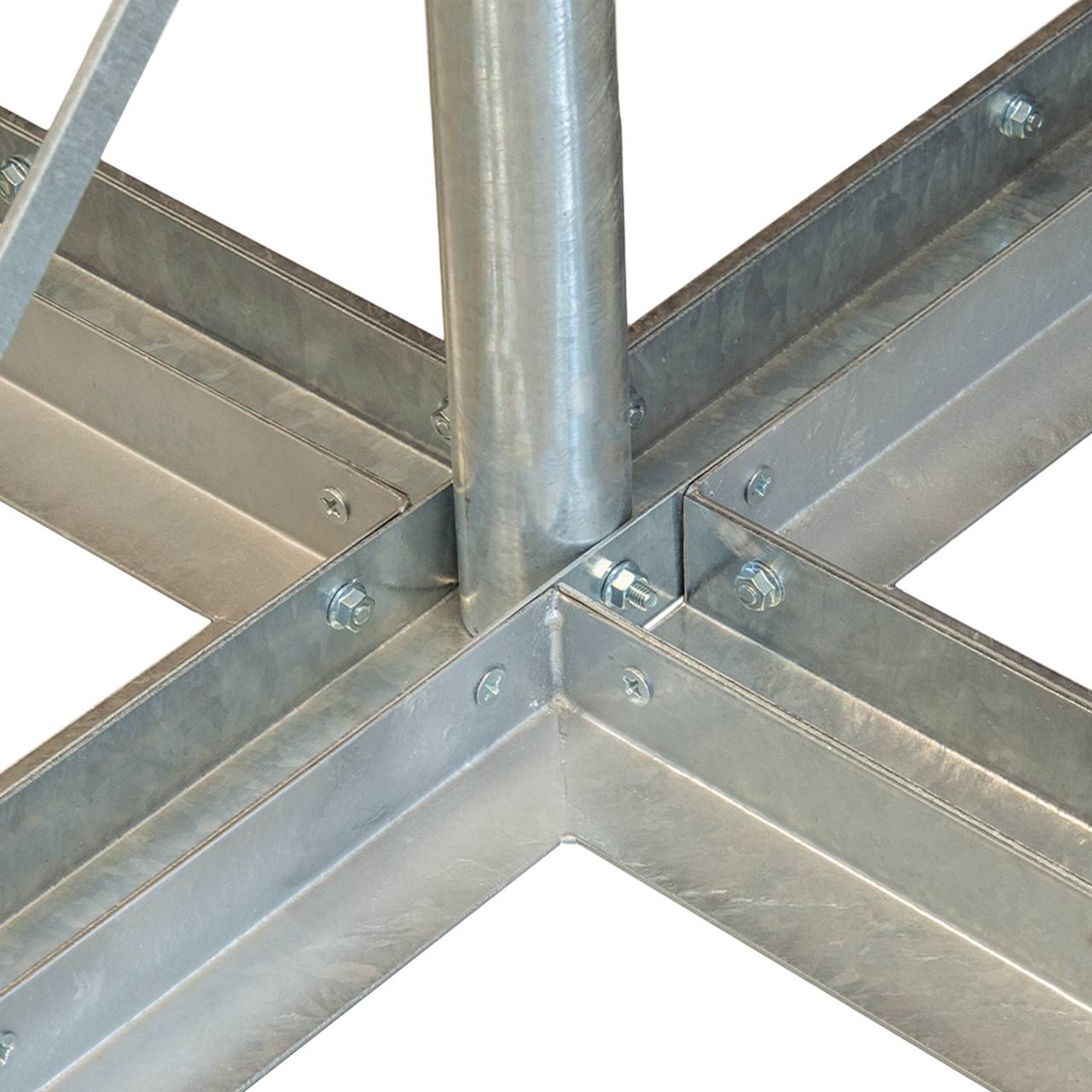 PremiumX Flachdachständer DELUXE 4x 50x50cm Stahl 1,2m Mast 60mm SAT Platten-Ständer Balkonständer für Satelliten-Schüssel