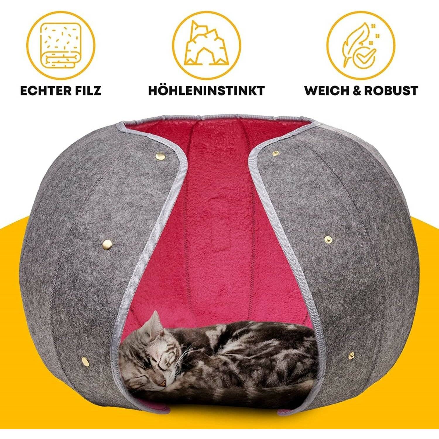 Einstellbarer Katzenkorb zum Schlafen perfekte Kuschelhöhle für Ihre Katze langlebig, stabil & modern Pink/Grau