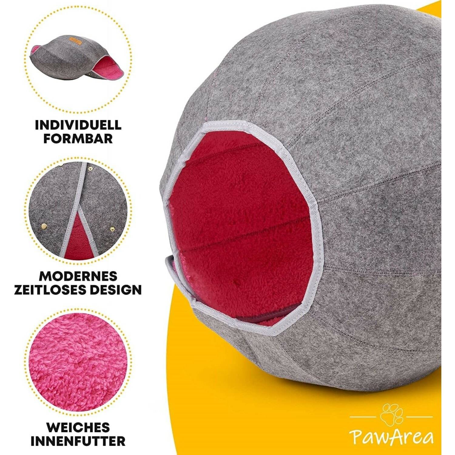 Einstellbarer Katzenkorb zum Schlafen perfekte Kuschelhöhle für Ihre Katze langlebig, stabil & modern Pink/Grau