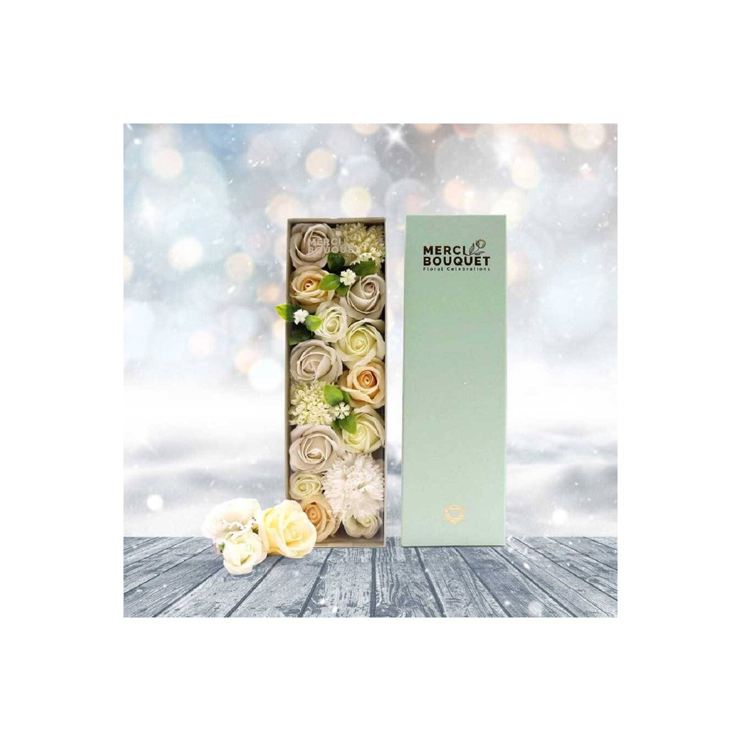 Langer Seifenblumenkasten 28×9×8cm weiß