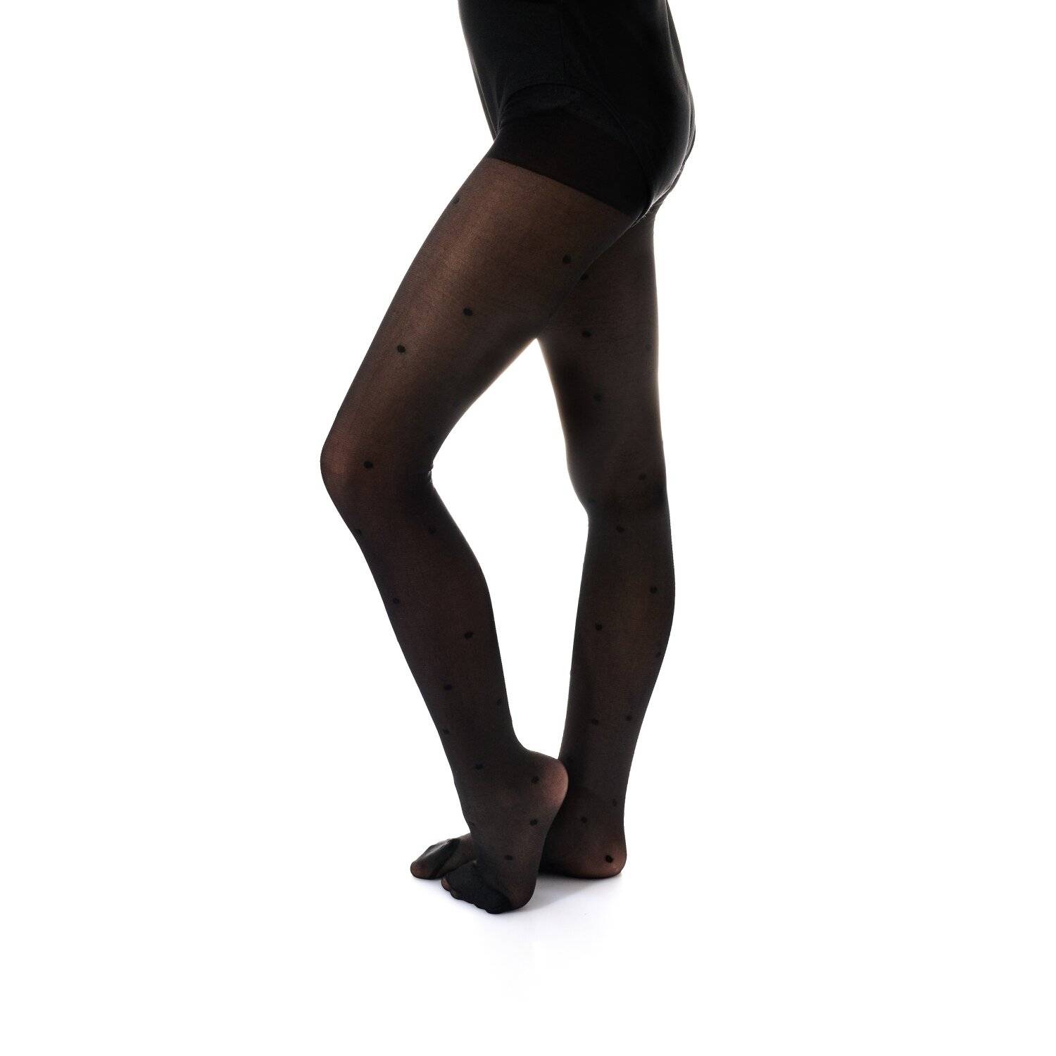 Verspielte Eleganz für Kinder: Kinderstrumpfhose mit Punktmuster 20 DEN Schwarz 128/134