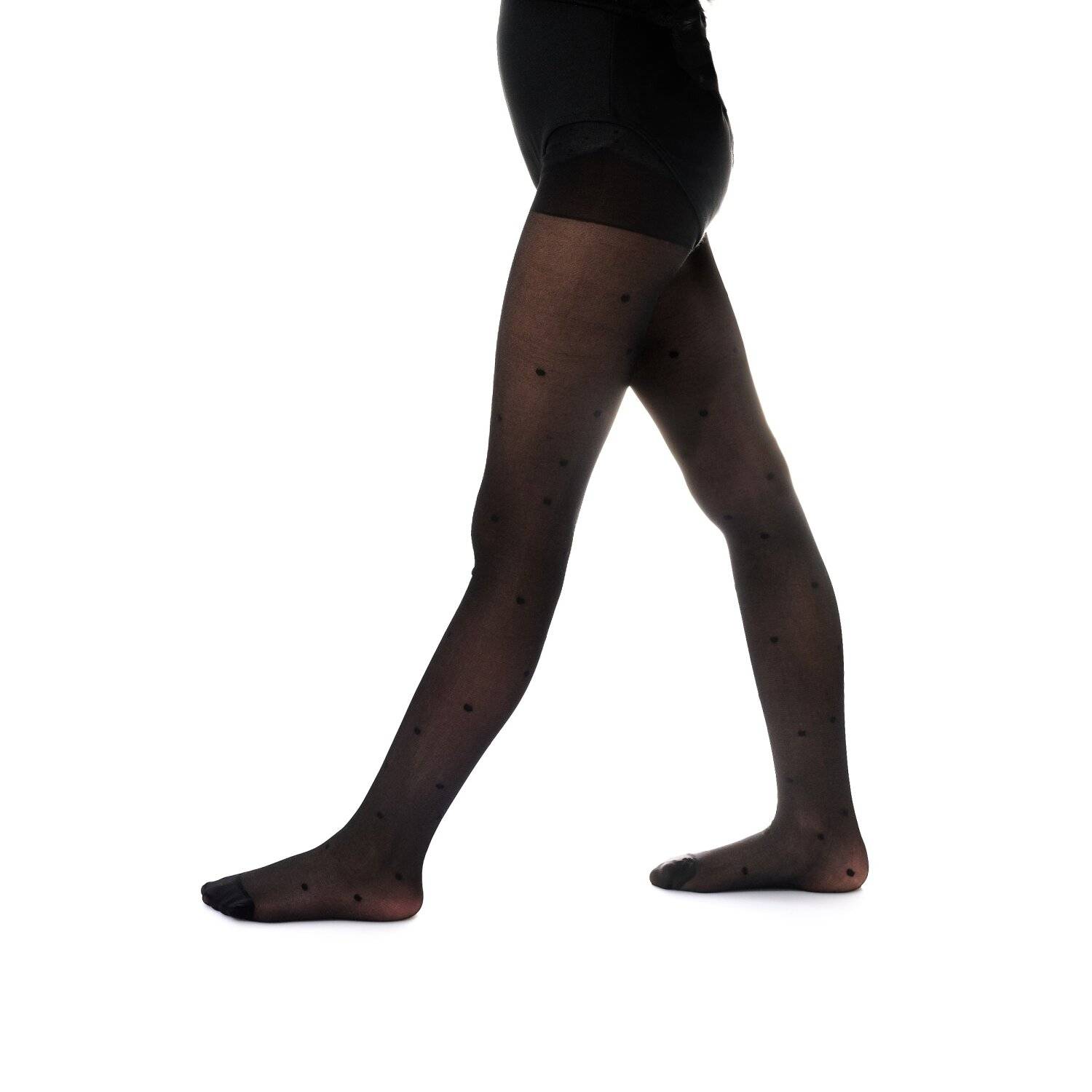 Verspielte Eleganz für Kinder: Kinderstrumpfhose mit Punktmuster 20 DEN Schwarz 128/134