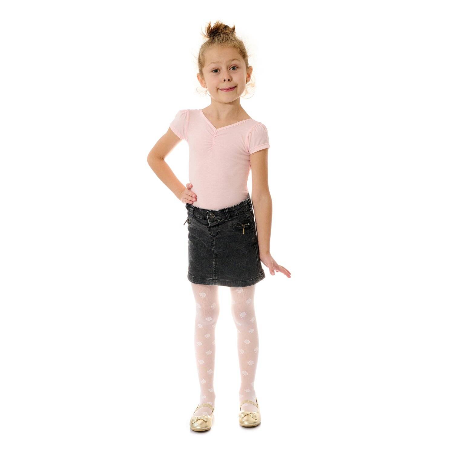 Stilvolle Kindermode: Kinderstrumpfhose mit fröhlichem Rosenmuster 20 DEN Weiß 104/110