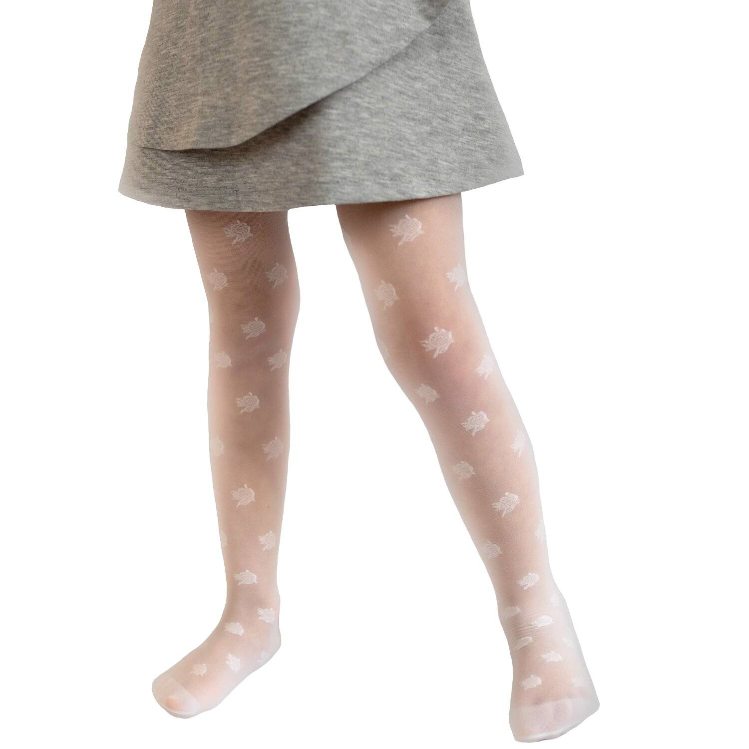 Stilvolle Kindermode: Kinderstrumpfhose mit fröhlichem Rosenmuster 20 DEN Weiß 104/110