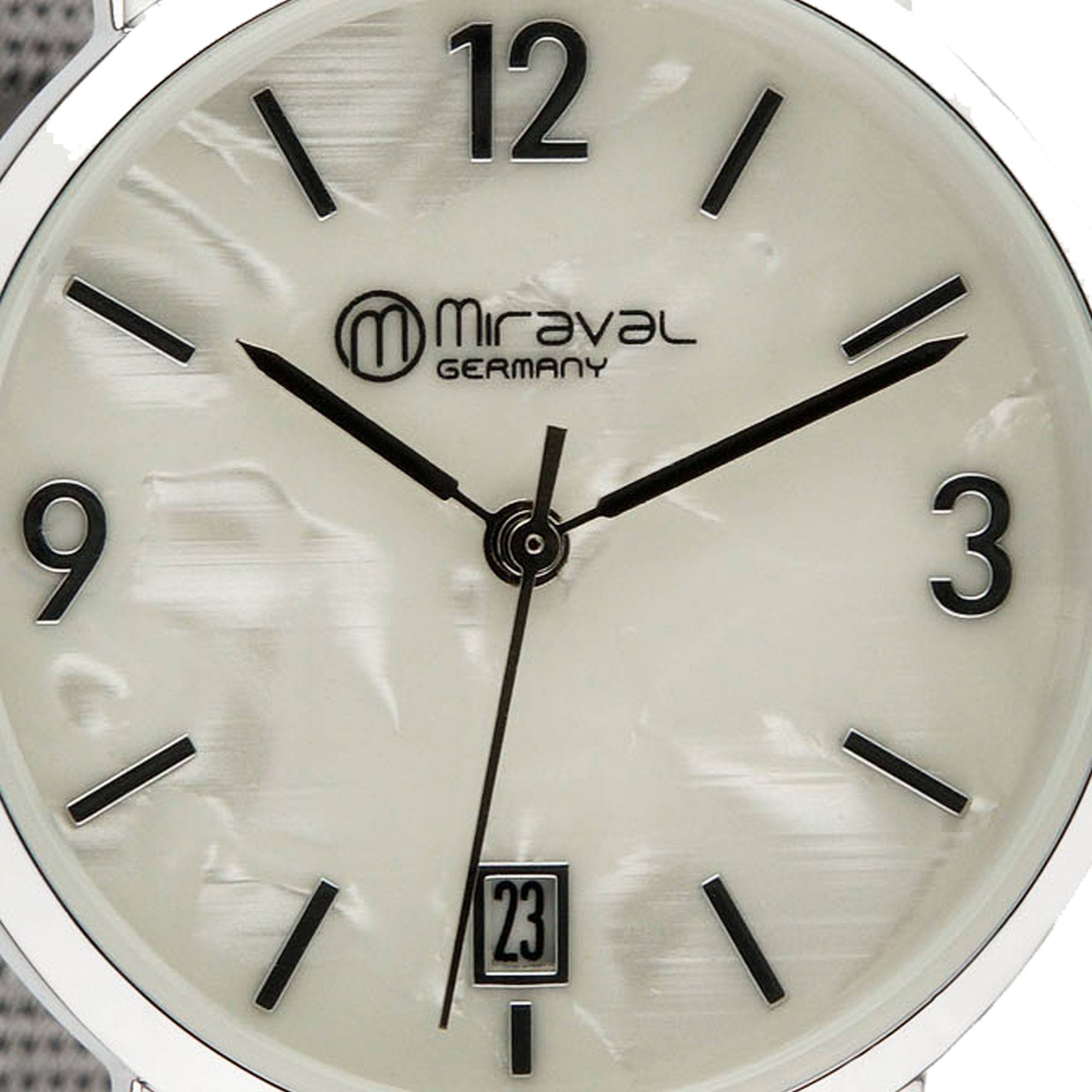 Miraval Danebarmbanduhr mit Datumsanzeige Edelstahlarmband 33 mm japanisches Quarzuhwerk Schwarz 16 mm breit Mineralglas - 2-MV0222-3