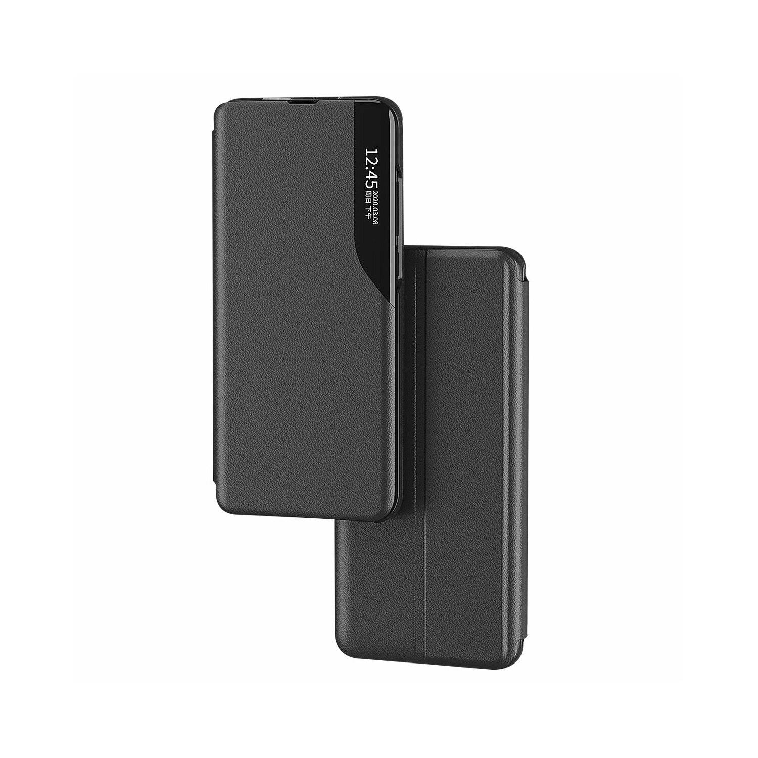 Eco Leather View Hülle mit Klappständer kompatibel mit Xiaomi Redmi 13C / Poco C65 Schwarz