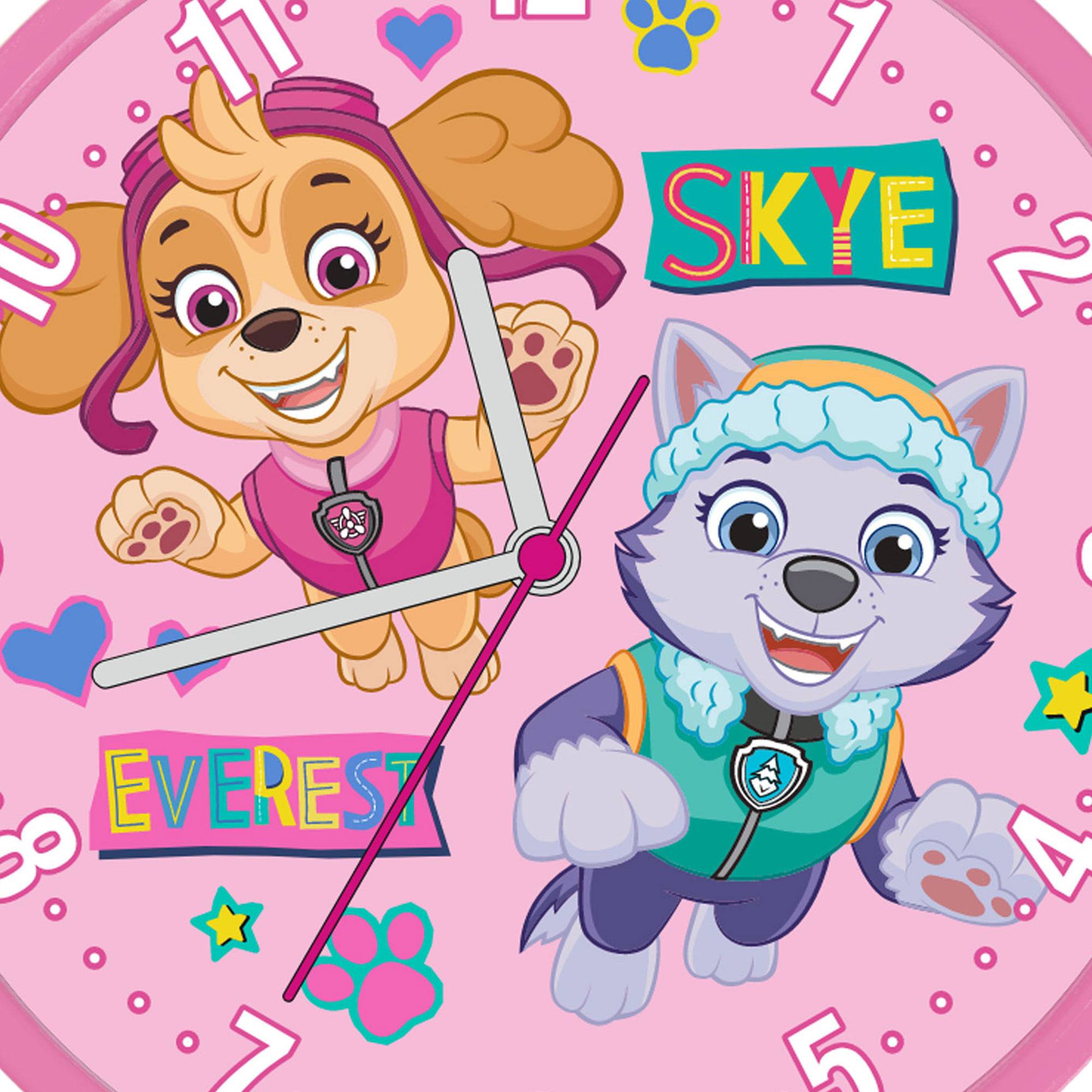 PAW Patrol Kinderwanduhr 220 mm Geräuschlos kein Ticken Rosa Kunststoff japanisches Quarzuhrwerk - 6-PP0102AN2 Ostergeschenk