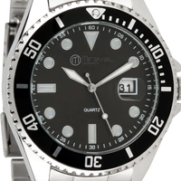 Miraval Herrenarmbanduhr mit Edelstahlarmband 43 mm Datumsanazeige Lupe japanisches Quarzuhrwerk 21 mm breit Klassich Modern Männer Schwarz Miraval Herrenarmbanduhr mit Edelstahlarmband 43 mm Datumsanazeige Lupe japanisches Quarzuhrwerk 21 mm breit Klassich Modern Männer Schwarz