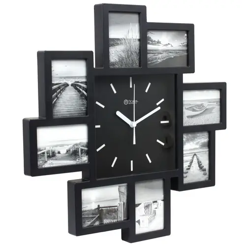 Miraval Design Bilderrahmenuhr Wanduhr mit 8 Bilderrahmen zum Individualisieren 350 mm lautlos kein Ticken Japanisches Quarzuhrwerk Miraval Design Bilderrahmenuhr Wanduhr mit 8 Bilderrahmen zum Individualisieren 350 mm lautlos kein Ticken Japanisches Quarzuhrwerk