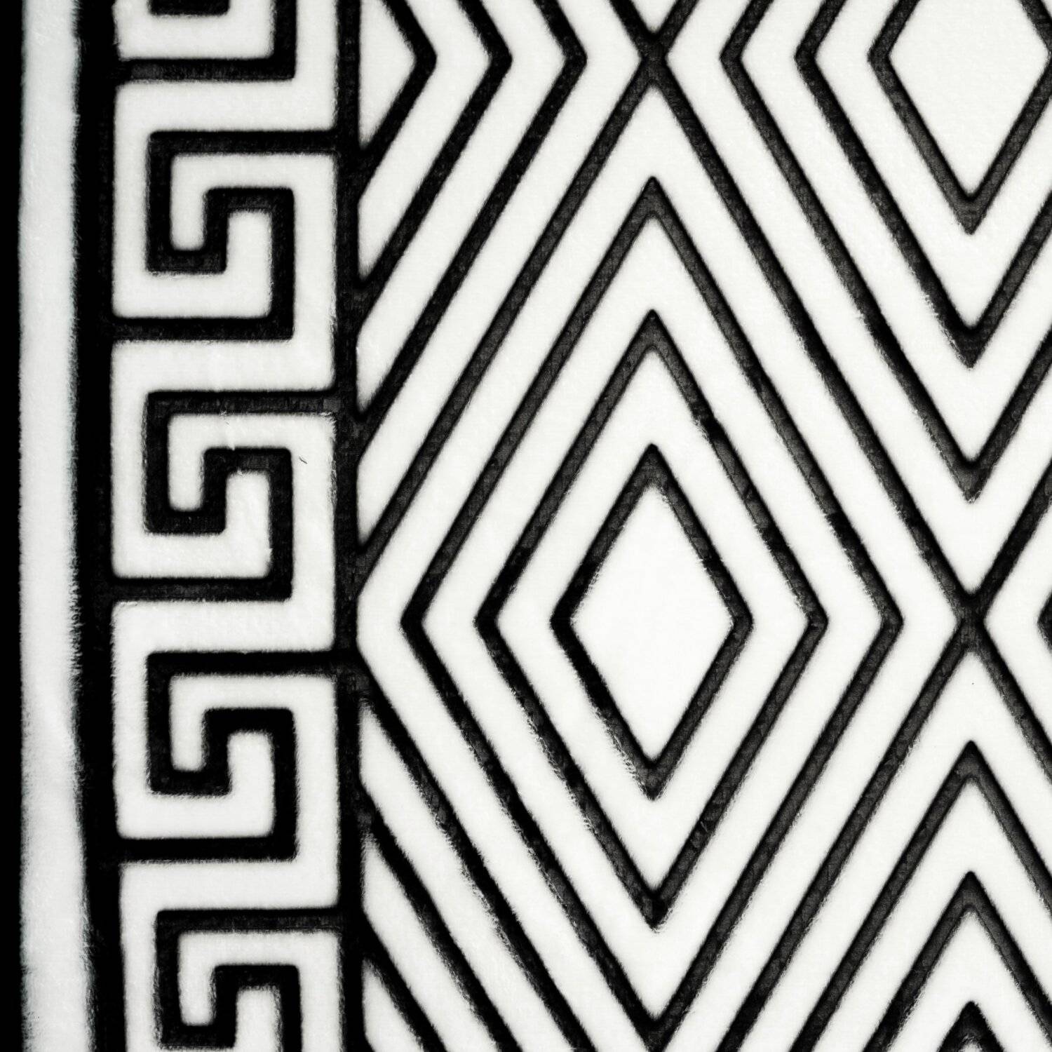 3 Teiliges Badematten-Set mit Muster aus Polyester Rutschfest und Waschbar Schwarz