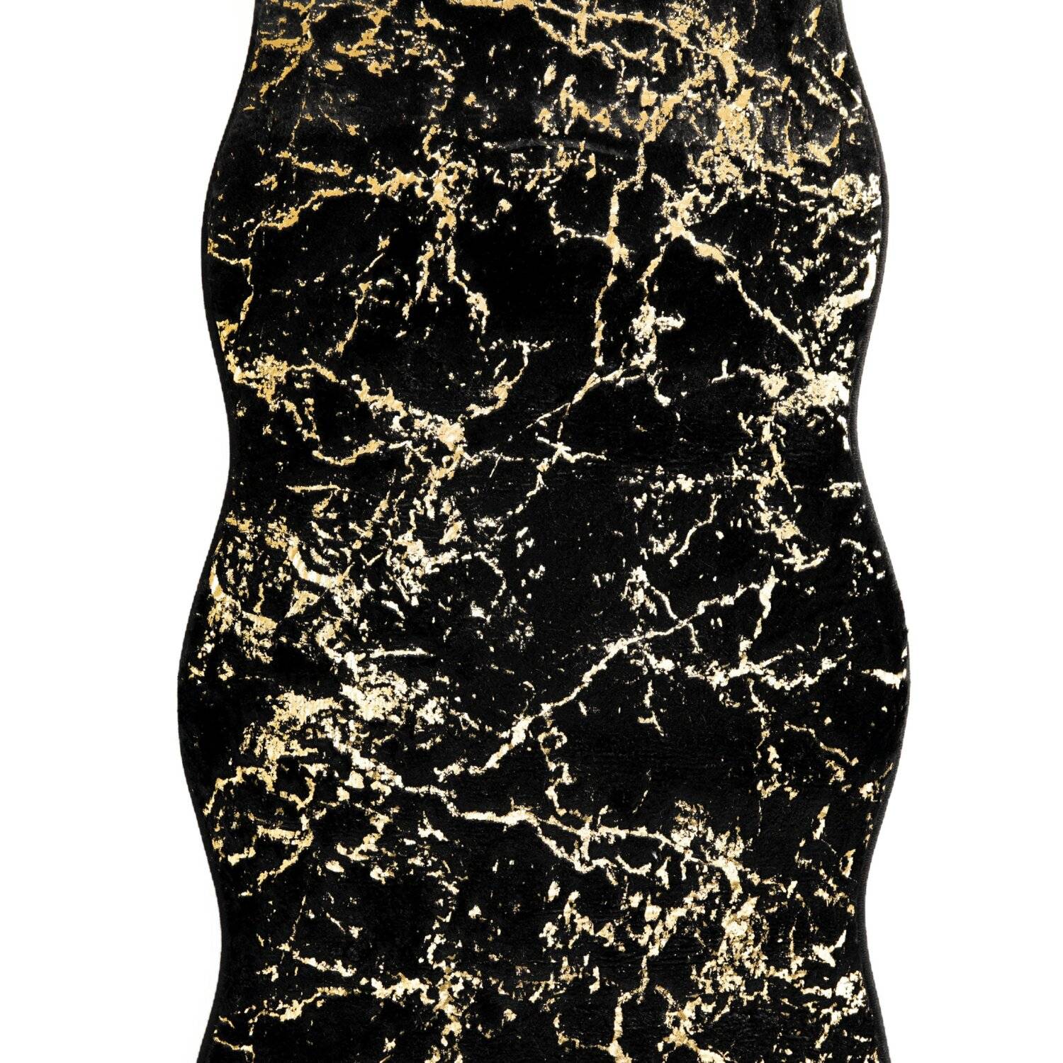 Trendmax Badematte mit Marmormotiv Rutschfest Waschbar mit wellige Umrandung Schwarz/Gold