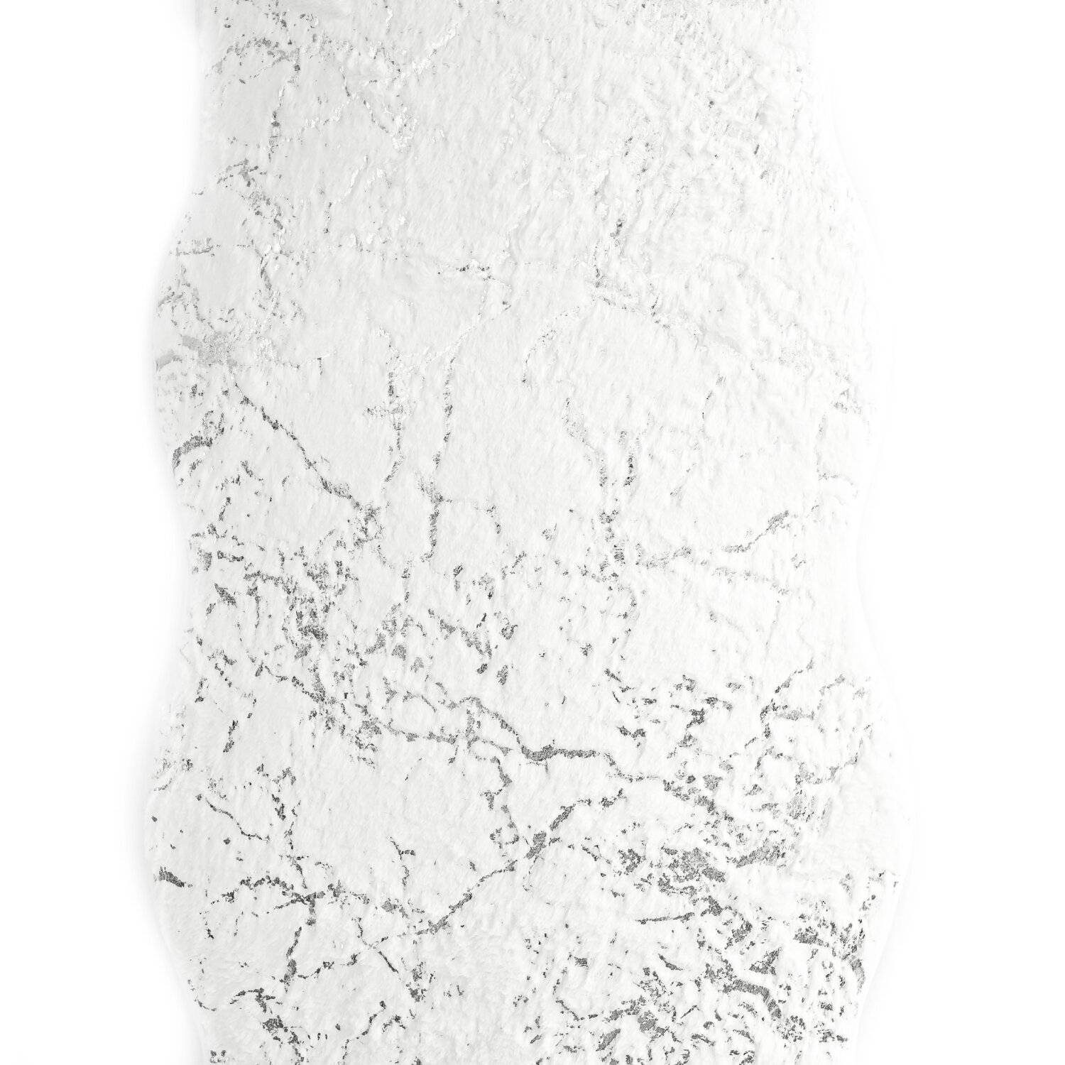 Trendmax Badematte mit Marmormotiv Rutschfest Waschbar mit wellige Umrandung Weiß/Silber