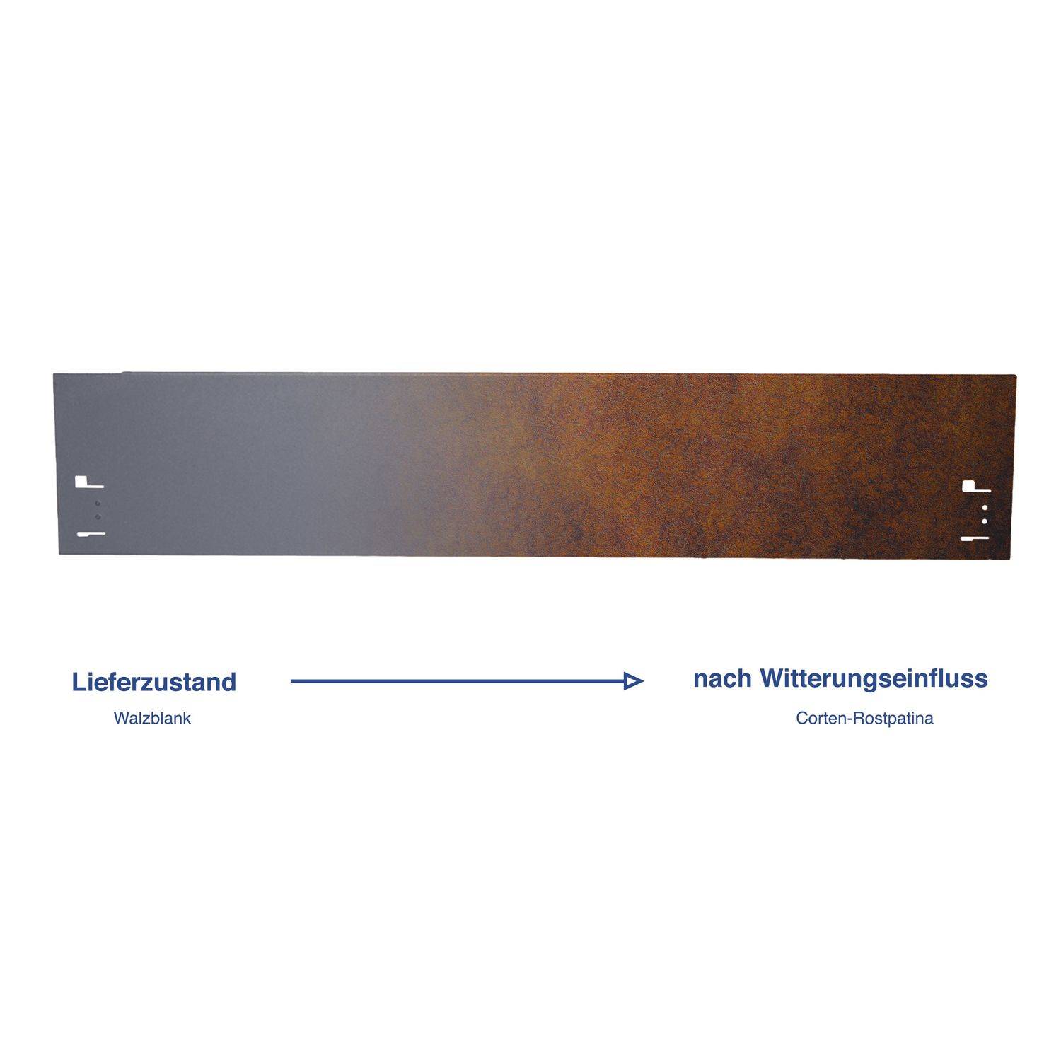 10er Set Rasenkante Cortenstahl 120 cm lang, Beeteinfassung - Metall feuerverzinkt, Width:13.5 cm