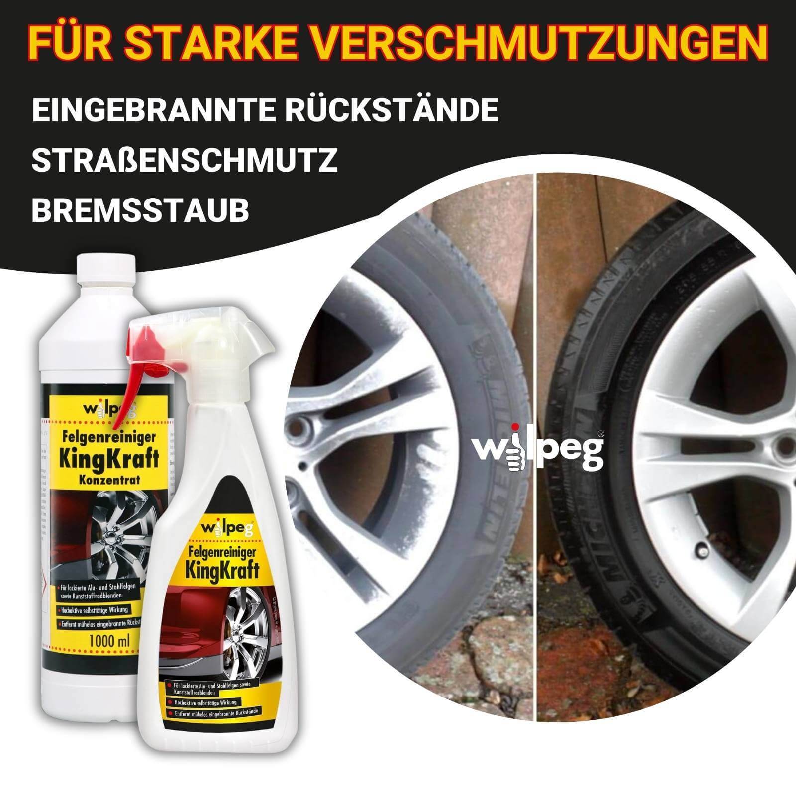 Wilpeg Felgenreiniger Konzentrat KingKraft 2x 1 Liter inkl. Sprühflasche 500 ml