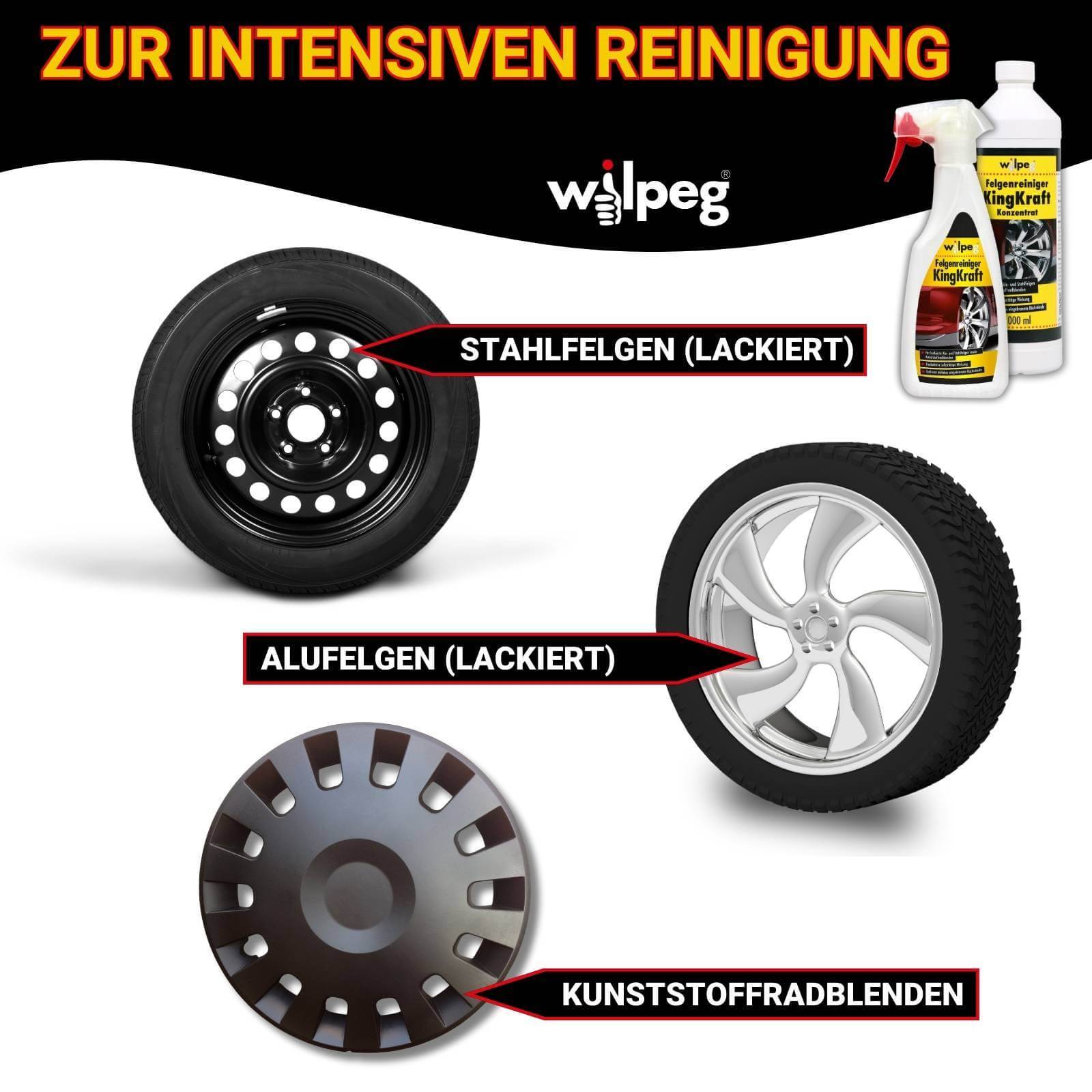 Wilpeg Felgenreiniger Konzentrat KingKraft 2x 1 Liter inkl. Sprühflasche 500 ml
